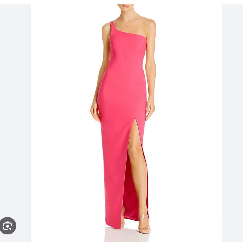 LIKLEY Size 12 Fuschia Camden One-Shoulder Gown Formal Evening Gown